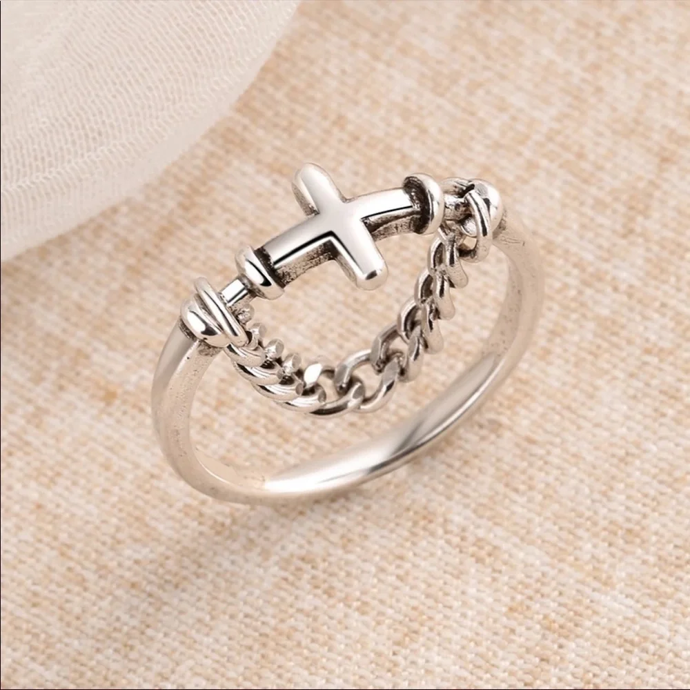 𝅺NEW 925 Sterling Silver Simple Cross Ring